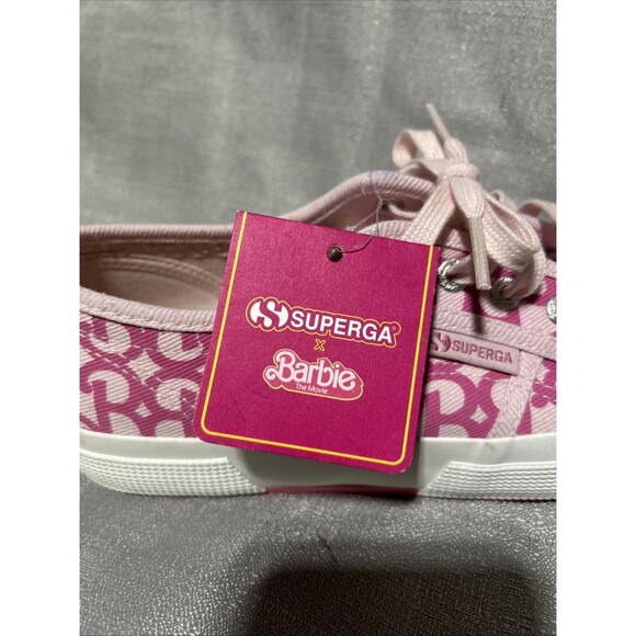 Superga x Barbie Collab Double Pink Denim Print Sneakers Women’s US 6 Canvas - Picture 10 of 12